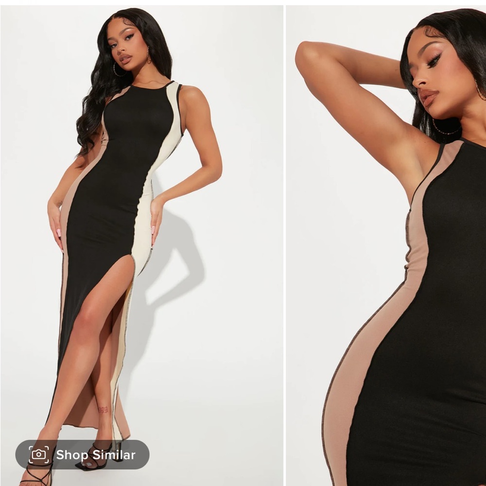 Color block maxi . Black white and tan . Super soft size S